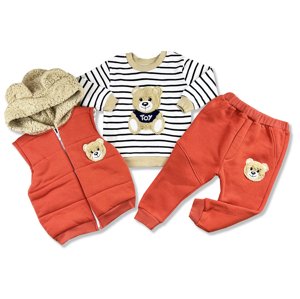 Hippil baby 3dielny detský set - TEDDY, červený veľkosť: 86 (12-18m)