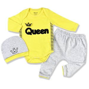 Miniworld 3dielny kojenecký set - Queen, žltý veľkosť: 62-68