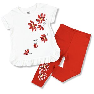 Miniworld Dievčenský set- Kvety, červený veľkosť: 98 (24-36m)