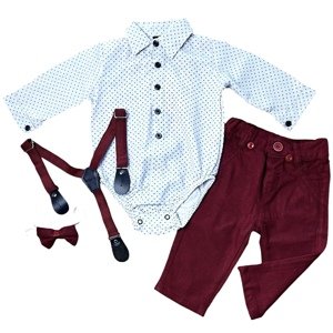 EF Kids 4dielny elegantný set pre bábätká-Móda(bordová) veľkosť: 80 (9-12m)