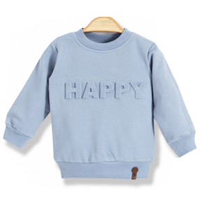 Max Detská mikiny- Happy, modrý veľkosť: 80 (9-12m)
