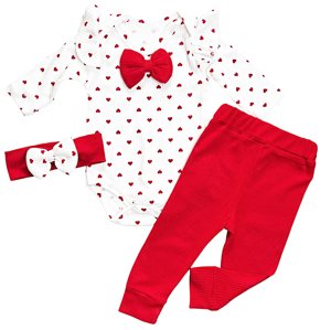 Baby 3dielny dievčenský komplet- Srdiečko veľkosť: 0-3 mes.
