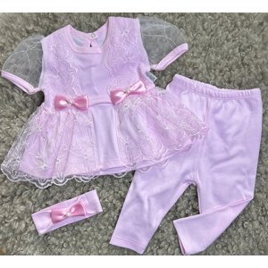 Baby 3-dielna elegantná súprava - Malý Anjel, ružová veľkosť: 62 (2-4m)