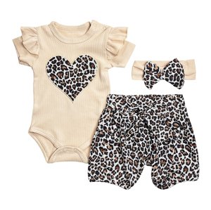 Baby 3-dielny letný set pre bábätká – Leopard veľkosť: 3-6 mes.