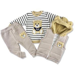 Hippil baby (oblečenie s MALOU VADOU)3dielny detský set - TEDDY, hnedý veľkosť: 92 (18-24m)