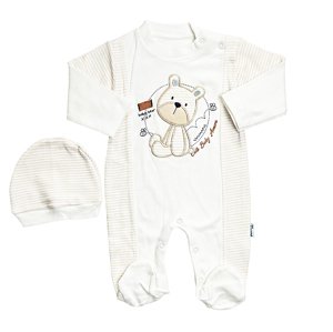 Baby 2dielny set, dupačky a čelenka - Macko veľkosť: 56 (0-2m)