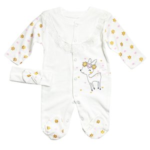 Baby 2dielny set, dupačky a čelenka - Srnka veľkosť: 56 (0-2m)