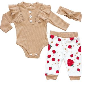 Baby 3dielny dievčenský komplet- Jahoda 2 veľkosť: 80 (9-12m)
