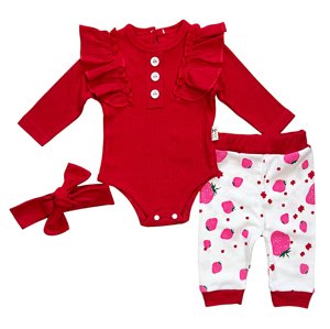 Baby 3dielny dievčenský komplet- Jahoda 3 veľkosť: 74 (6-9m)