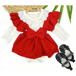 Baby 2-dielny set pre bábätká – červený veľkosť: 3-6 mes.