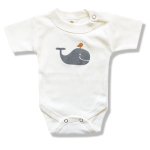 BABY´S WEAR Kojenecké body - krátky rukáv, Veľryba, biele veľkosť: 62 (2-4m)