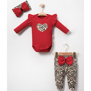 Max 3dielny dievčenský komplet- Srdiečko Leopard veľkosť: 80 (9-12m)