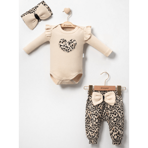 Max 3dielny dievčenský komplet- Srdiečko Leopard veľkosť: 80 (9-12m)