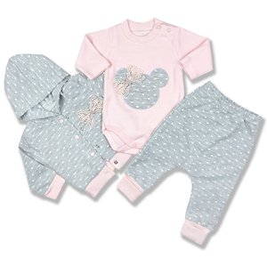 MC.ELCI baby 3dielny dievčenský set pre bábätká-Elci Mouse veľkosť: 62 (2-4m)