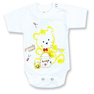 BABY´S WEAR Detské body, krátky rukáv- Bear, biele veľkosť: 62 (2-4m)