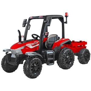 Červený detský traktor 4x4 s prívesom