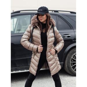 Tmavobéžová lesklá dámska bunda TY4773