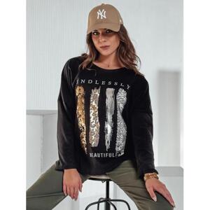 Dámske čierne oversize tričko s potlačou RY2690
