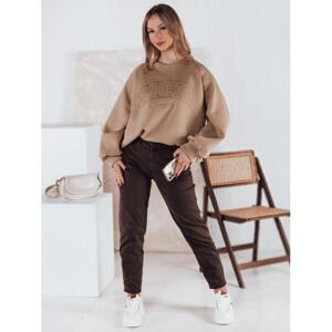 Dámska kávová oversize mikina s 3D potlačou BY1351