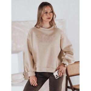 Dámska béžová oversize mikina s 3D potlačou BY1349