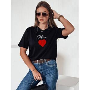 Dámske čierne tričko so srdiečkom RY2567