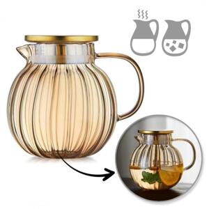 Jantárový džbán s vlnitými stenami a vrchnákom - 1100 ml