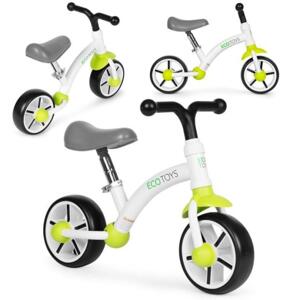 Zeleno-biely balančný bicykel pre deti