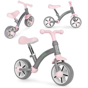 Sivo-ružový balančný bicykel pre deti