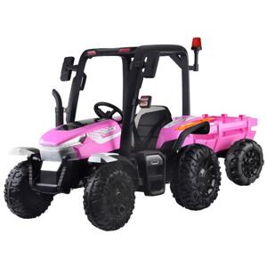 Ružový detský traktor 4x4 s prívesom