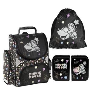 Čierny školský MINNIE set prémiovej aktovky, vrecka a peračníka